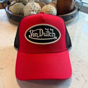 Von Dutch Red and Black Trucker Hat